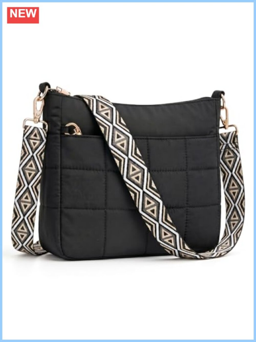 Quilted Crossbody Bag Lightweight Roomy Puffer Purse Anti-Theft